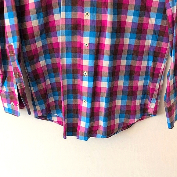 Peter Millar Mens Med Long Sleeve Button Down Shirt Plaid Preppy Office Casual - Picture 2 of 8